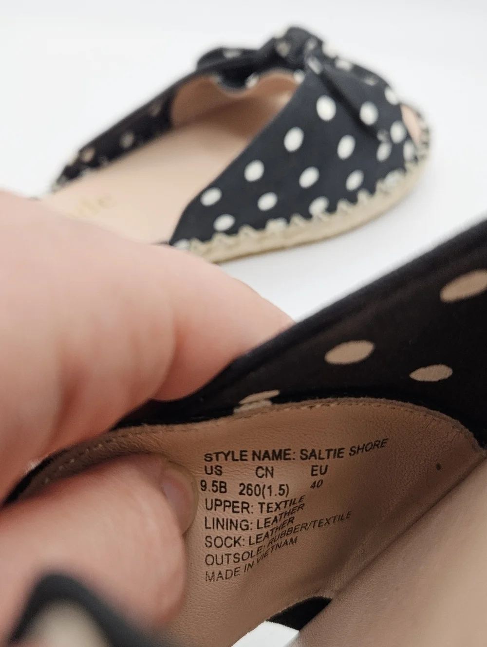 kate spade Saltie Shore black polka dot espadrille slide sandals size 9.5
